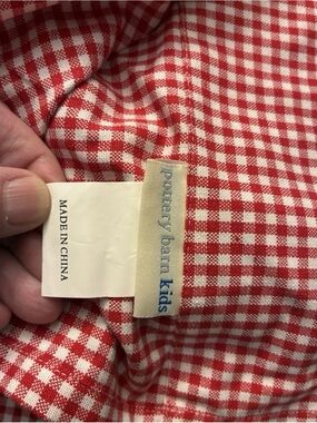 Pottery Barn Kids Red & White Gingham Curtain Panel